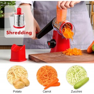 Cheese Grater Rotary, Rotary Grater for Kitchen, Kitchen Grater Vegetable Slicer with 3 Drum Blades, Fast Cutting Cheese Shredder for Vegetables and Nuts