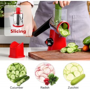 Cheese Grater Rotary, Rotary Grater for Kitchen, Kitchen Grater Vegetable Slicer with 3 Drum Blades, Fast Cutting Cheese Shredder for Vegetables and Nuts