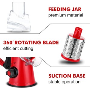 Cheese Grater Rotary, Rotary Grater for Kitchen, Kitchen Grater Vegetable Slicer with 3 Drum Blades, Fast Cutting Cheese Shredder for Vegetables and Nuts