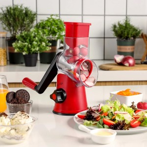Cheese Grater Rotary, Rotary Grater for Kitchen, Kitchen Grater Vegetable Slicer with 3 Drum Blades, Fast Cutting Cheese Shredder for Vegetables and Nuts