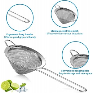 Fine Mesh Strainer For Bar -Stainless Steel Conical Strainer For Cocktail Drink Bar Strainers Bartender Bar Tool, 3.5