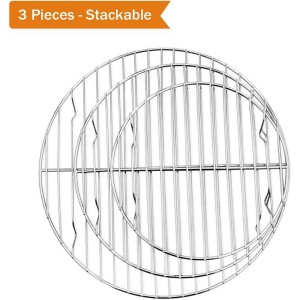 TeamFar Round Cooling Rack Set of 3, 7½ & 9 & 10½ Inch, Stainless Steel Round Baking Steaming Rack Set, Fit for Air fryer/Oven/Pot/Cake Pan/Pressure Cooker, Healthy & Mirror Finish, Dishwasher Safe