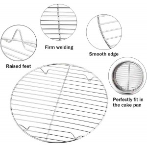 TeamFar Round Cooling Rack Set of 3, 7½ & 9 & 10½ Inch, Stainless Steel Round Baking Steaming Rack Set, Fit for Air fryer/Oven/Pot/Cake Pan/Pressure Cooker, Healthy & Mirror Finish, Dishwasher Safe
