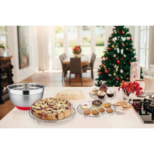 TeamFar Round Cooling Rack Set of 3, 7½ & 9 & 10½ Inch, Stainless Steel Round Baking Steaming Rack Set, Fit for Air fryer/Oven/Pot/Cake Pan/Pressure Cooker, Healthy & Mirror Finish, Dishwasher Safe