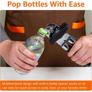 Amazon Basics Multi-function Manual Can Opener and Bottle Opener with Soft Grip Dual Handle, 22 cm, Black