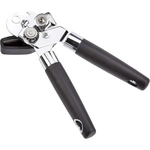 Amazon Basics Multi-function Manual Can Opener and Bottle Opener with Soft Grip Dual Handle, 22 cm, Black