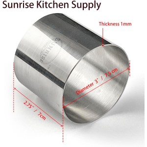 (Pack of 4)Sunrise Kitchen Supply Plating Forms Stainless Steel Ring Mold Sets 3