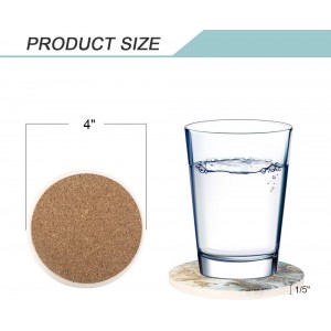 Lahome Marble Pattern Coasters - Round Drinks Absorbent Stone Coaster Set with Ceramic Stone and Cork Base for Kinds of Mugs and Cups (Blue, Set of 6)