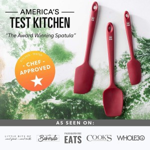 DI ORO Silicone Spatula Set - Rubber Kitchen Spatulas for Baking, Cooking, & Mixing - 600°F Heat-Resistant & BPA Free Silicone Scraper Spatulas for Nonstick Cookware - Dishwasher Safe (5pc, Red)