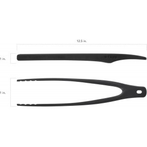 STAUB Tongs, 12.25-inch, Great for Flipping or Turning Foods, Durable BPA-Free Matte Black Silicone, Safe for Nonstick Cooking Surfaces