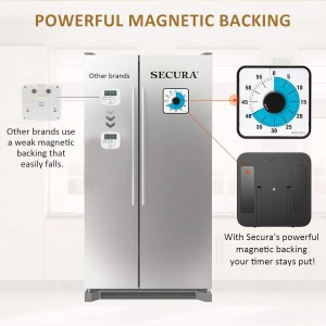 Secura 60-Minute Visual Countdown Timer, 7.5-Inch Oversize Classroom Visual Timer for Kids and Adults, Durable Mechanical Kitchen Timer Clock with Magnetic Backing (Blue)