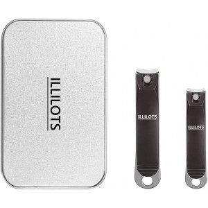 Nail Clippers Set with Build-in Nail File, Durable Sharp Zinc Alloy Fingernail Clipper and Toenail Clipper with Tin Case, Matte Gray