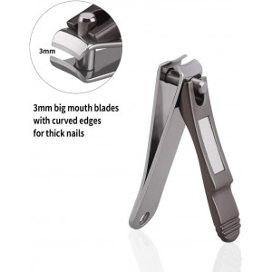 Nail Clippers Set with Build-in Nail File, Durable Sharp Zinc Alloy Fingernail Clipper and Toenail Clipper with Tin Case, Matte Gray