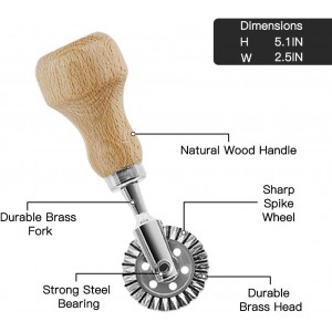 MASTER FENG Ravioli Stamp Maker Cutter with Roller Wheel Set, Mold with Wooden Handle and Fluted Edge, Pasta Press Kitchen Attachment (MF-12456)