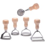 MASTER FENG Ravioli Stamp Maker Cutter with Roller Wheel Set, Mold with Wooden Handle and Fluted Edge, Pasta Press Kitchen Attachment (MF-12456)