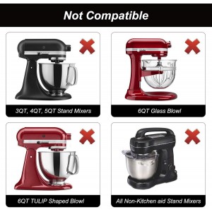 Flex Edge Beater for Kitchen Aid Mixer 6 Quart Bowl-Lift Stand Mixer Bowls, 6 QT Flat Edge Beater with Flexible Silicone Edges Bowl Scraper