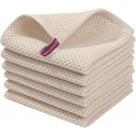 Homaxy 100% Cotton Waffle Weave Kitchen Dish Cloths, Ultra Soft Absorbent Quick Drying Dish Towels, 12 x 12 Inches, 6-Pack, Beige