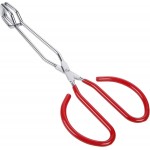 MSY BIGSUNNY Stainless Steel Scissor Tongs Heavy Duty Cooking Tongs with Soft Handles (1, red 10