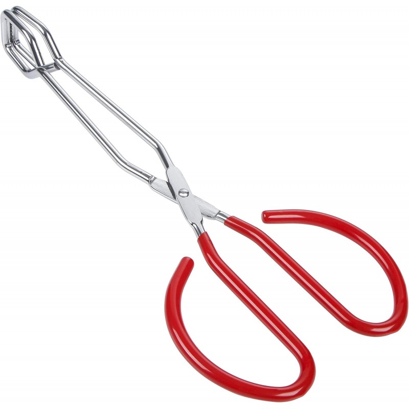 MSY BIGSUNNY Stainless Steel Scissor Tongs Heavy Duty Cooking Tongs with Soft Handles (1, red 10