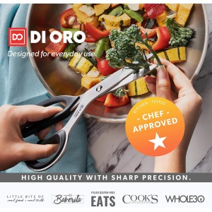 DI ORO Heavy Duty Kitchen Shears - All Purpose - Sharp Scissors for Food, Meat, & Herbs - Stainless Steel Kitchen Shears Heavy Duty & Dishwasher Safe - Bone Cutting Scissors