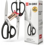 DI ORO Heavy Duty Kitchen Shears - All Purpose - Sharp Scissors for Food, Meat, & Herbs - Stainless Steel Kitchen Shears Heavy Duty & Dishwasher Safe - Bone Cutting Scissors
