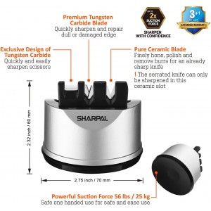 SHARPAL 191H Knife Scissors Sharpener | Repairs, Restores & Sharpens Straight, Serrated & Kitchen Knives – Versatile Sharpening Tool for Blades