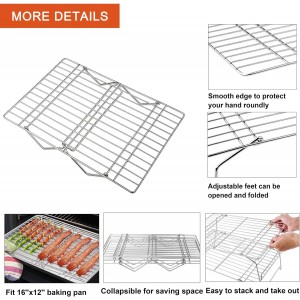 P&P CHEF Cooling Rack, 5-Tier Stainless Steel Stackable Baking Cooking Racks for Cooling Roasting Grilling, Collapsible & Heavy Duty, Oven Safe & Easy Clean, 15