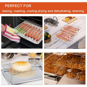 P&P CHEF Cooling Rack, 5-Tier Stainless Steel Stackable Baking Cooking Racks for Cooling Roasting Grilling, Collapsible & Heavy Duty, Oven Safe & Easy Clean, 15