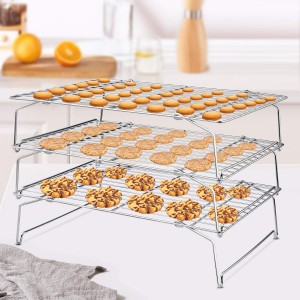 P&P CHEF Cooling Rack, 5-Tier Stainless Steel Stackable Baking Cooking Racks for Cooling Roasting Grilling, Collapsible & Heavy Duty, Oven Safe & Easy Clean, 15