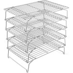 P&P CHEF Cooling Rack, 5-Tier Stainless Steel Stackable Baking Cooking Racks for Cooling Roasting Grilling, Collapsible & Heavy Duty, Oven Safe & Easy Clean, 15