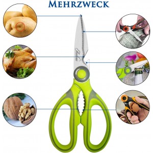 Kitchen Shears, Acelone Premium Heavy Duty Shears Ultra Sharp Stainless Steel Multi-function Kitchen Scissors for Chicken/Poultry/Fish/Meat/Vegetables/Herbs/BBQ… (Light Green)