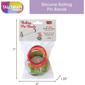 Talisman Designs Silicone Rolling Pin Bands | 8 Piece Set | Ensure Dough Thickness | Baking Accessories | Rolling Pin Thickness Rings