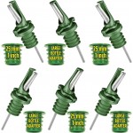 Olive Oil Spout for Olive Oil Dispenser - UK Patented Oil Pourer - Mid Flow Shut Off for Accurate Measurement - One Handed Open & Close Cap Keeps Oil Fresh and Prevents Oxidization - Green 6 Pack