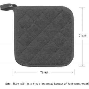 Cotton Pot Holders Cotton Made Machine Washable Heat Resistant Everyday Kitchen Basic Terry Pot Holder, Hot Pads, Trivet for Cooking and Baking Set of 4 (Grey)