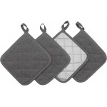 Cotton Pot Holders Cotton Made Machine Washable Heat Resistant Everyday Kitchen Basic Terry Pot Holder, Hot Pads, Trivet for Cooking and Baking Set of 4 (Grey)