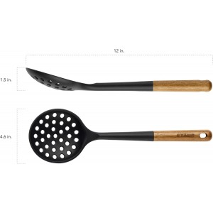 STAUB Skimmer Spoon, Perfect for Straining or Lifting Meat and Veggies from Broth, Durable BPA-Free Matte Black Silicone, Safe for Nonstick Cooking Surfaces
