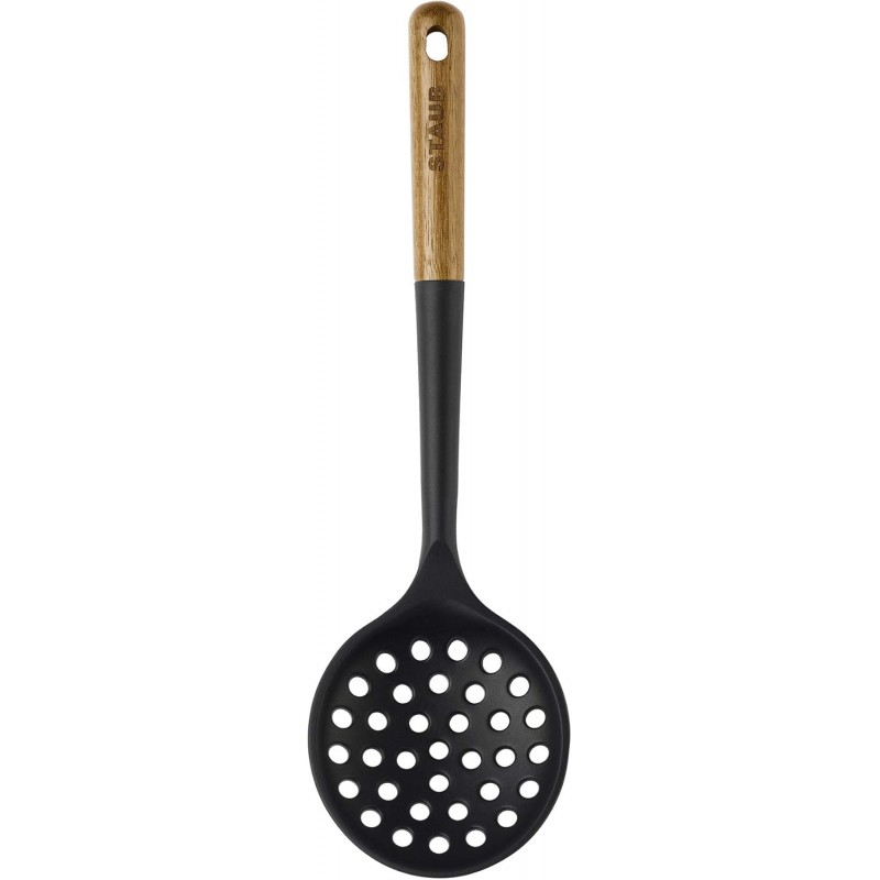 STAUB Skimmer Spoon, Perfect for Straining or Lifting Meat and Veggies from Broth, Durable BPA-Free Matte Black Silicone, Safe for Nonstick Cooking Surfaces