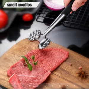 Meat Tenderizer Hammer Mallet Tool for Pounding Beef, Steak, Chicken, Pork, Stainless Steel Double-sided Meat Hammer Kitchen Tool (Silver)