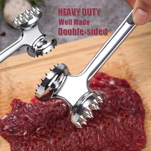 Meat Tenderizer Hammer Mallet Tool for Pounding Beef, Steak, Chicken, Pork, Stainless Steel Double-sided Meat Hammer Kitchen Tool (Silver)