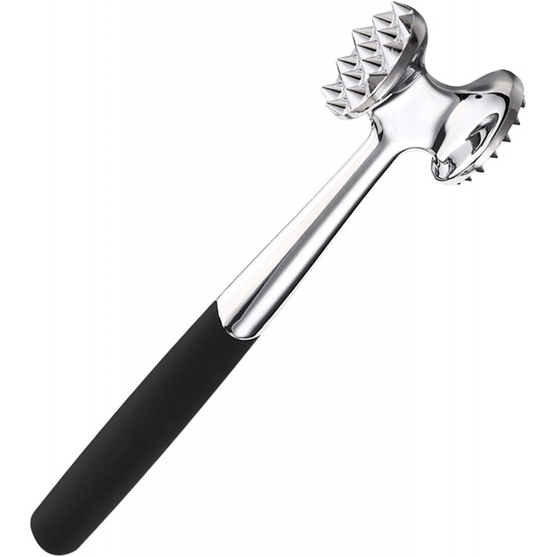 Meat Tenderizer Hammer Mallet Tool for Pounding Beef, Steak, Chicken, Pork, Stainless Steel Double-sided Meat Hammer Kitchen Tool (Silver)