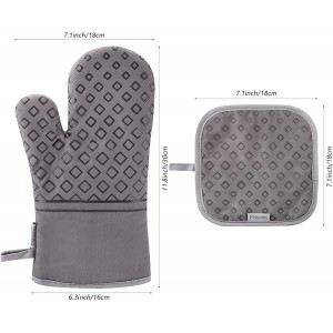 Set of 4 Oven Mitts and Pot Holders, 482 F Heat Resistant Hot Plate Moving Non-Slip Gloves for BBQ, Grill, Baking, Cooking, Oven, Microwave (Gray)