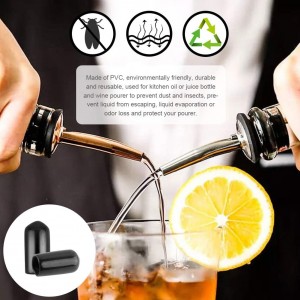 WXJ13 Pack of 200 Pourers Dust Covers with Box, Liquor Bottle Pour Spout Cover Rubber Caps, Black