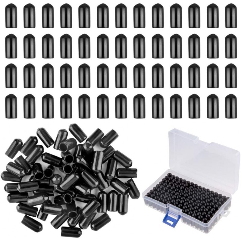 WXJ13 Pack of 200 Pourers Dust Covers with Box, Liquor Bottle Pour Spout Cover Rubber Caps, Black
