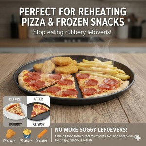 MACONEE 12inch Universal Microwave Crisper Pan/Microwave Cookware Crispy Plate Fry Pan, Microwave Cooker for Reheat Frozen Pizza, Chicken Nuggets French Toast with Crisp Effect!