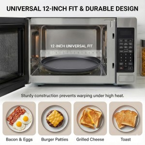 MACONEE 12inch Universal Microwave Crisper Pan/Microwave Cookware Crispy Plate Fry Pan, Microwave Cooker for Reheat Frozen Pizza, Chicken Nuggets French Toast with Crisp Effect!