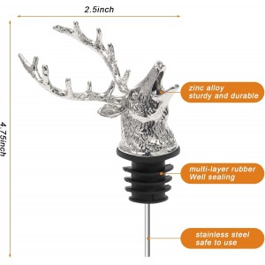Coitak Deer Head Wine Pourer Spout, Wine Bottle Stopper for Home and bar, Animal Wine Pourer and Stopper With Silicone Rubber Fitting