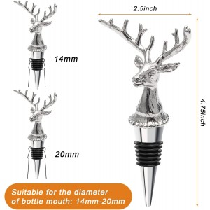 Coitak Deer Head Wine Pourer Spout, Wine Bottle Stopper for Home and bar, Animal Wine Pourer and Stopper With Silicone Rubber Fitting