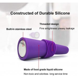 6PCS Wine Stoppers, AK1980 Silicone Reusable Sparkling Wine Bottle Stopper and Beverage Bottle Stopper with Grip Top for Keep the Wine Fresh