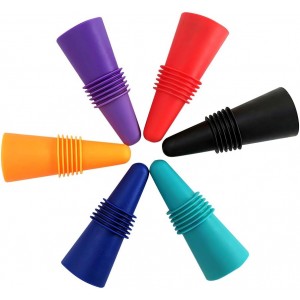 6PCS Wine Stoppers, AK1980 Silicone Reus...