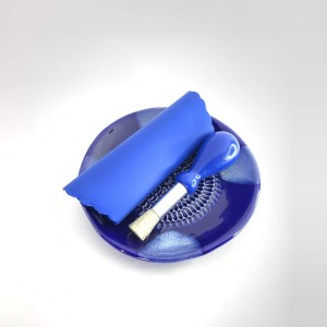 All-in-one Premium Ceramic Garlic Grater Plate 4-Piece Set - Blue Cross Glazed Design and Style - For Garlic, Ginger, Chocolate, and more! - Comes with 5.25